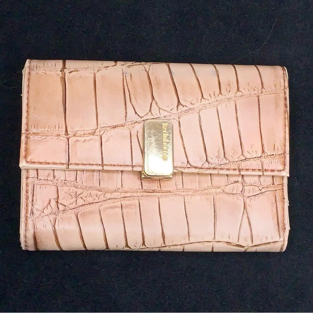 Liz Claiborne Tan Brown Faux Leather Wallet Folding Gold Vegan